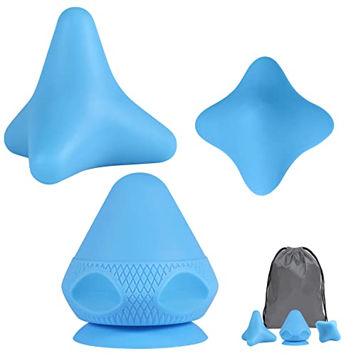 RYMALL Triggerpunkt Drücker Massagegerät 3 Stück Schmerzfrei Drücker Set mit Saugnapf & Beutel für Muskelschmerzen und Verspannungen Osteopressur Drücker Massager für Selbstmassage (Blau)