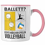 Trendation   Volleyball Mädchen Tasse Sport Geschenk Frauen Echte Mädchen Spielen Volleyball Spielerin (Rosa)
