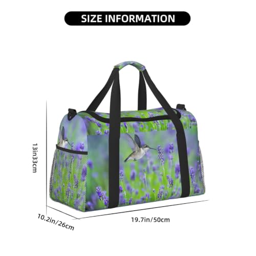 Bolsa de viaje grande plegable e impermeable con estampado floral de lavanda 4
