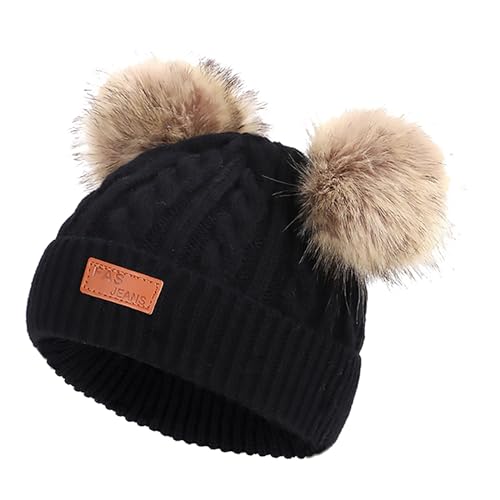 Baby Winter Hat Toddler Infant Beanies with Double Pom Pom Knitted Winter Hats for Baby Girl Boy Beanie 1-6 Years