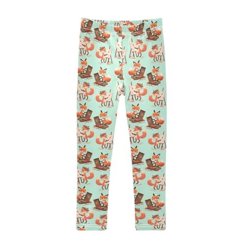 Drawing of Fox Girls Leggings Athletic Pants Tights Stretch Bottom