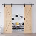 EaseLife 48in x 84in (Double 24in×84in Door) Barn Door with 8FT Sliding Door Hardware & Handle Included,DIY Assemblely,Easy Install,Apply to Interior Rooms & Storage Closet,K-Frame