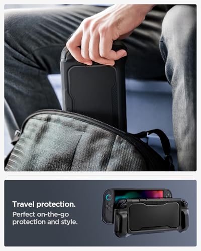 Image of Spigen Rugged Armor for Switch 2 (2025) Case with Ergonomic Grip and Strap (Not Compatible with Switch Dock) - Matte Black