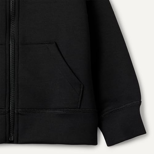 Amazon Essentials Girls' Active Sweat Relaxed-Fit Full Zip Hoodie, Black, Large