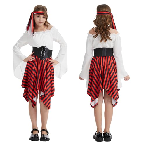 Image of DARFULA Girls Pirate Costume Kids Pirate Dress Outfits