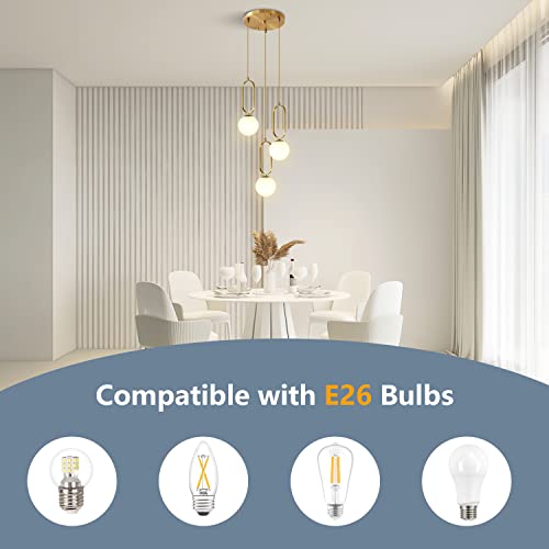 Image of 3-Light Globe Glass Pendant Light, Brass Ceiling lamp, Modern Gold Pendant Light, Frosted Milky White Ceiling lamp for Bedroom Living Room Kitchen