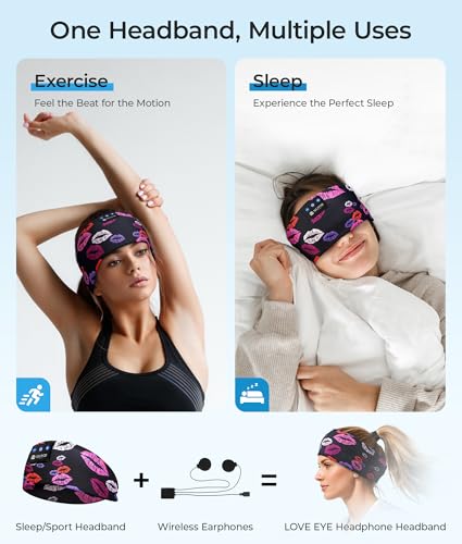 Image of LOVE EYE Sleep Sport Headphones Wireless Bluetooth 5.4 Headband Headphone