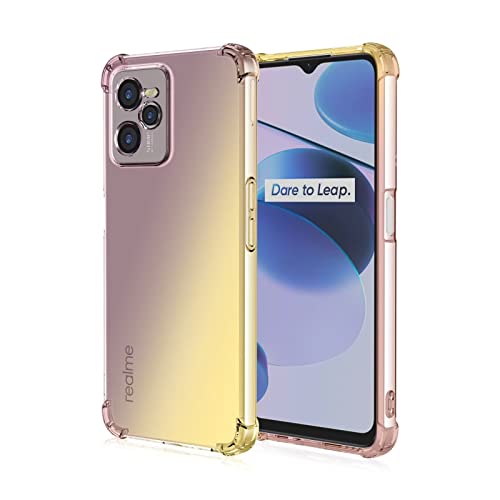 HONLEN Funda para Realme C35 / Realme Narzo 50A Prime Carcasa, (6.6' Inches) Gradiente Transparente TPU Silicona Case, Protección de Esquina Mejorada Cover Oro Negro