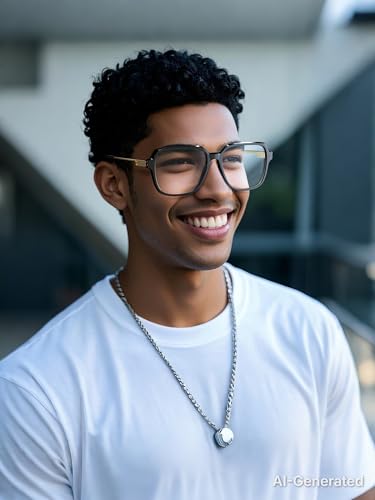 Image of VISOONE Oversized Blue Light Blocking Glasses with Chic Square TR90 Frame and Metal Temple for Women Men Ryan