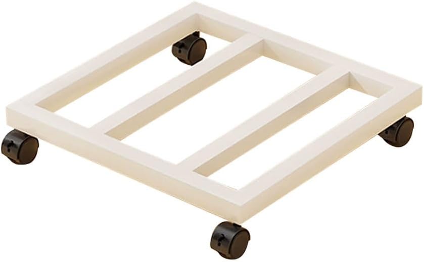 YCKEGEW Garden Plant Pot Dolly Heavy Duty Metal Plant Caddy with Brake Castors,Iron Potted Rack on Roller,Flower Pot Movers Wheels Suitable for Outdoor Patios, Decks(Black,Round 30cm)