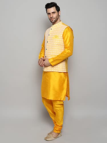 Image of Uri and MacKenzie Men's Silk Blend Kurta Pajama with Designer Ethnic Nehru Jacket /Modi Jacket