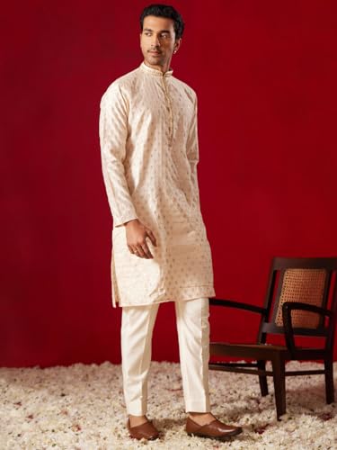 Image of VASTRAMAY Men's Silk Blend Kurta and Pyjama Set
