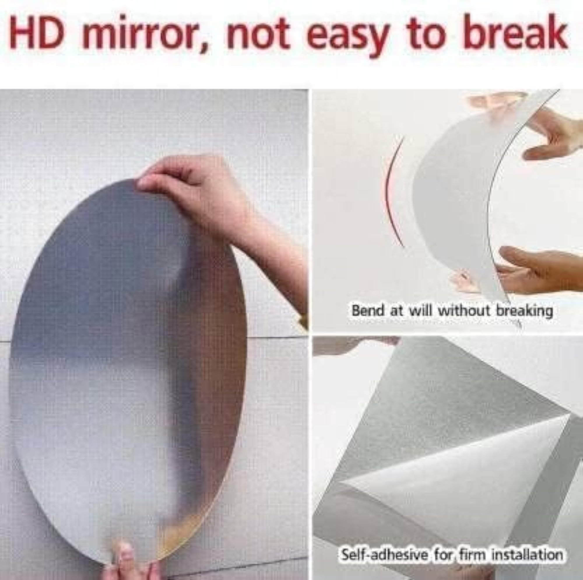 Oval Shape Adhesive Mirror Sticker for Wall