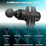 Gun de massage puissant Portable Massage Gun avec 30 Régimes 8 Têtes de masseur, Gun silencieux de moteur haute vitesse, LCD Écran, étui, cadeau pour hommes femmes