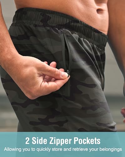 Image of G Gradual Men's Athletic Running Shorts with Zipper Pockets Quick Dry 7 inch / 5 inch / 9 inch Workout Gym Shorts for Basketball Hiking