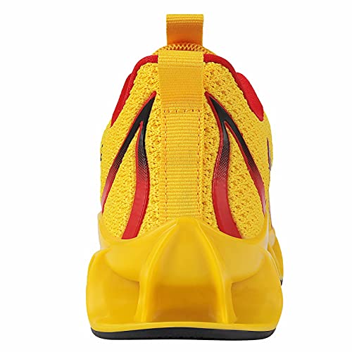 Umiye Boys Girls Athletic Running Sneakers Breathable Lace Up Walking Shoes For Little Kid/Big Kid Yellow #TOP4
