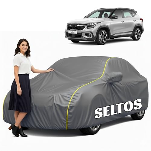 Image of 100% Waterproof Car Cover for Seltos (All Models & Years) - Custom Fit with Mirror Pockets, Triple-Stitched, Soft Inner Lining, UV & Heat Resistant, Outdoor /Indoor Protection