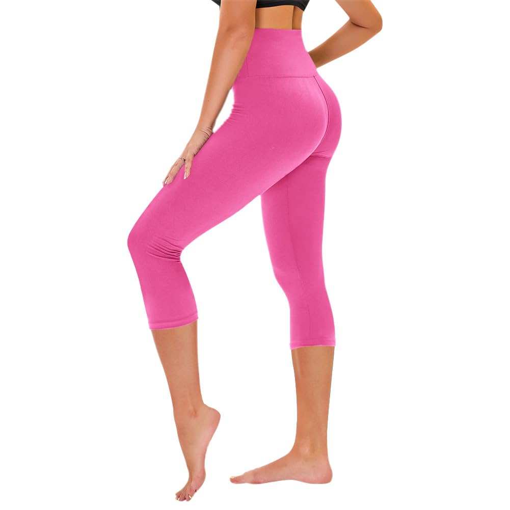 TNNZEET Capri Leggings for Women - Tummy Control High Waisted Soft Yoga Pants for Gym Workout
