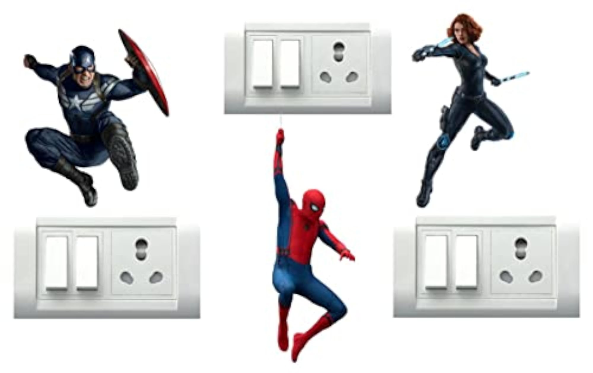 Spiderman Wall Switch Board Sticker, Pack of 8