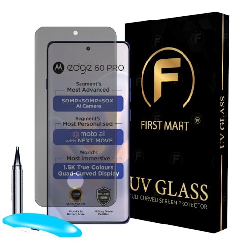 Image of FIRST MART UV Privacy Tempered Glass for Motorola Edge 60 Pro | Anti-Spy 9H Curved Screen Protector, Edge-to-Edge, Case-Friendly | 1 Pack