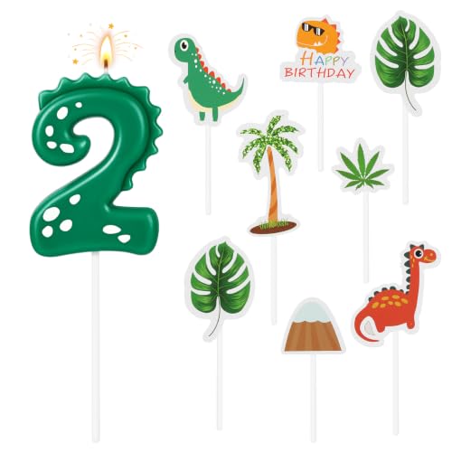 Alaoo Vela de Cumpleaños Dinosaurio Set, Velas Cumpleaños 2 Años