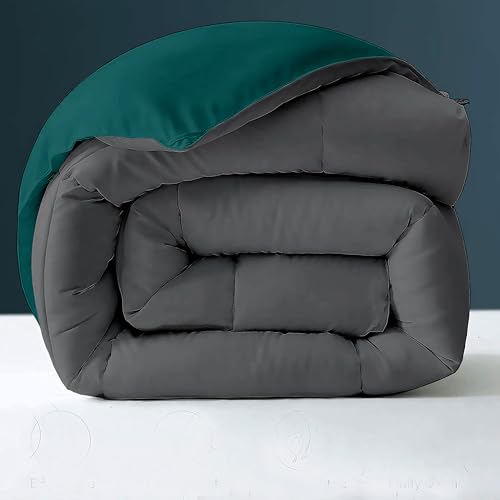Image of Day Care - 400 GSM Hotel Quality-Down Alternative Reversible Comforter (92 inch x 106 inch Inches /228cm x 228cm) - Comforter King Size|Teal /Dark Grey