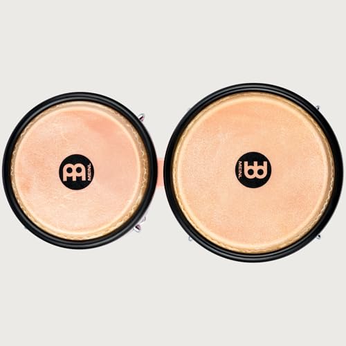 Image of Bongo Drum Set with Durable Synthetic All-weather Shells, Journey Series - NOT MADE IN CHINA - Natural Buffalo Skin Heads, 2-YEAR WARRANTY