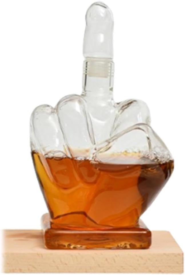 Middle Finger Decanter Men's Whiskey Decanter Set Glass Decanter with Airtight Stopper Novelty Wine Decanter Set Fist Shape Whiskey Chillers for Men Funny Anniversary Birthday Gifts,35 Oz