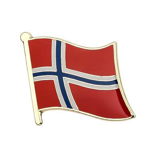 Norway National Flag Metal Enamel Lapel Pin Badge – 1.9 x 1.6 cm Norwegian Nordic Cross Flag – Hard Enamel Finish with Secure Clasp for National Pride, Travel, Events, and Collectors