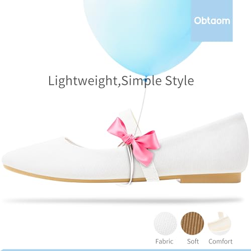 Image of Obtaom Mary Jane Flat Shoes Round Toe Ballet Flats for Women Dressy Fabric Business Flats Comfortable Classic Strap Flats for Office