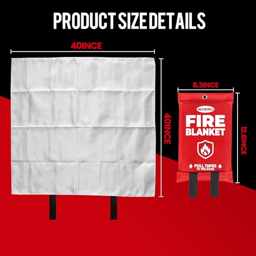 Image of Emergency Fire Blanket, Fire Blanket for Home and Kitchen,40 inch x 40 inch,2 Pack
