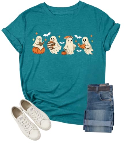 Teacher Halloween Shirt Ghost Shirt Fall Shirts Reading Teachers Gift Tops