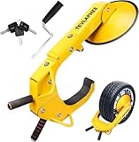 Tevlaphee Antivol de roue de voiture, antivol de pneu, anti-vol, griffe de roue de remorque, serrure, griffe de stationnement pour voitures, camions, SUV (Collier de roue à double verrouillage) Jaune