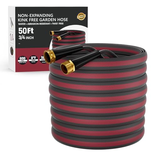 Haeteir 50ft Non-Expanding Garden Hose with 8-Layer...