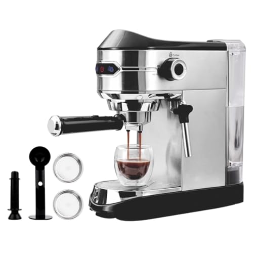 XoTiq Espresso 4in1 Coffee Machine, 15 bar Compact with Milk Frother Steam Wand, 92°C constant temperature extraction, 1L Removable Water Tank, silver gray