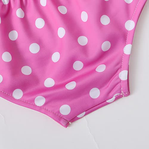 Adxsun Toddler Girl Swimsuit Polka Dots Baby Girl Bathing Suit Sleeveless Swimwear Two-Piece Beach Bikini Summer (Pink, 3-4T) #TOP6