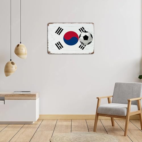 Panneau en métal football Corée du Sud drapeau déco murale