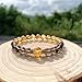 Handmade Genuine Citrine&Smoky Quartz Beads Bracelet, ABUNDANCE GROUNDING STONE Healing Crystals Birthstone Chakra Adjustable Stretch Bangle Cuff Jewelry Gift for Women Men