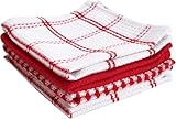 T-FAL Textiles 24348 4-Pack Cotton Flat Waffle Dish Cloth, Red