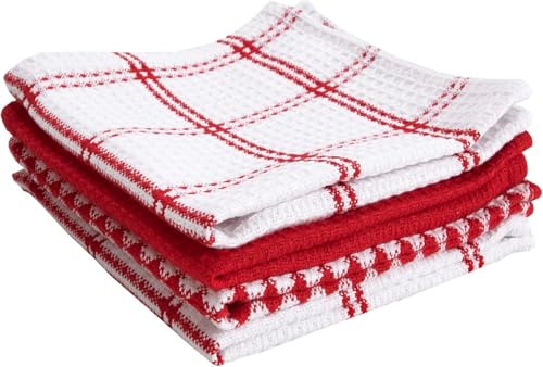 T-Fal Premium Waffle Dish Cloths: Highly Absorbent, Super Soft Long Lasting - 100% Cotton, 12