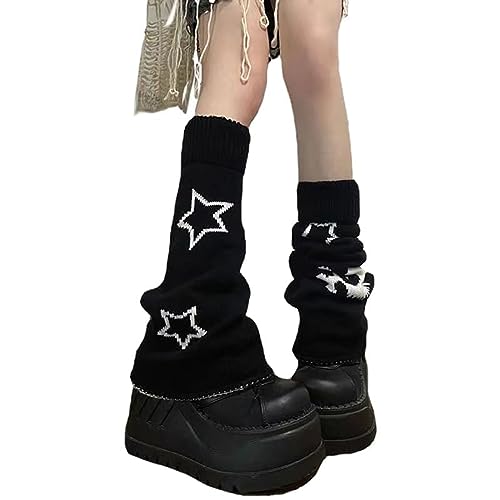Leg Warmers Star Pattern Knitted Leg Warmers Y2k Kawaii Socks Harajuku Fairycore Clothing for Teen Girls