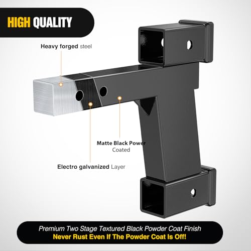Image of Nilight Trailer Hitch Extension Riser for 2 Inch Receiver with 2 and 10Inch Rise or Drop with Bolt Nut Clip 10,000 lbs Capacity Adjustable Extend 8 inch 10 inch Length Black Coated for Class I-VI Receivers