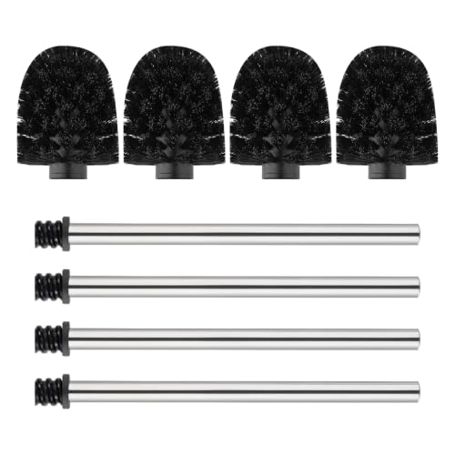 Ibergrif Black Toilet Brush 4PCS with Stainless Steel Handle Durable Replacement Toilet Brushes for Bathroom Cleaning M34155