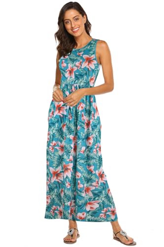 Image of Hount Women's Summer Sleeveless Striped Flowy Casual Long Maxi Dress with Pockets
