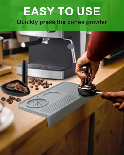 Image of Upgraded Silicone Tamping Mat & Brush, Tamper Mat for Espresso Machine, Waterproof Heat Resistant Tamp Station for Home Baristas Tools, Gray