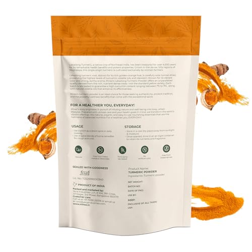 Image of Miresi Lakadong Turmeric Powder, 7% Curcumin - Lead Chromate Free, ETO Free, Sustainably Sourced, 100g (Pack of 1)