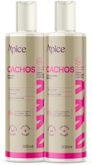 Kit Apice NOVA FRAGRANCIA Cachos Shampoo + Condicionador Para Cabelos Cacheados e Definidos