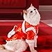 ＫＬＫＣＭＳ Cat Chinese New Year Costume Dance Lion Pet Clothing Easy to Wear Winter Apparel Dog Vest Pet Clothes for Puppy Kitten Party, M