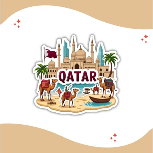Image of Zesta Wooden Fridge Magnets Set | Refrigerator Decor Magnets for Kitchen | India Souvenir Fridge Magnet Collection | Wooden Magnet for Fridge Door Decoration (Qatar)