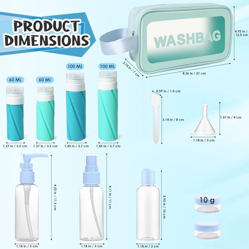 14 Pack 100ml Silicone Travel Bottles for Toiletries with Zipper Toiletry Bag Travel Size Toiletries Set TSA Approved Travel Accessories for Toiletries or Cosmetic, Holiday Travel Essentials - Image 4